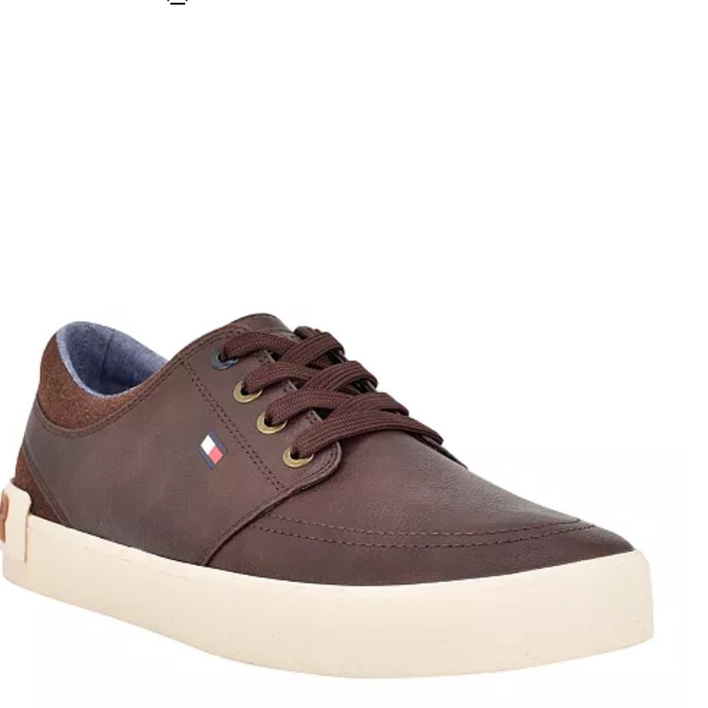 TOMMY HILFIGER Men's Rexin Lace Up Low Top Sneakers Size 10 Dark Brown